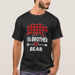 Red Plaid Big Brother Bear Buffalo Matching Family T-Shirt