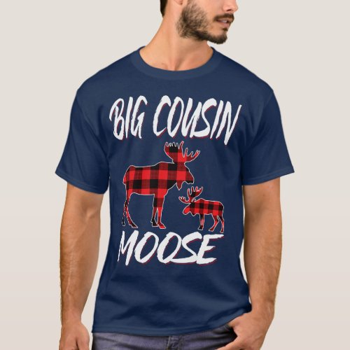 Red Plaid Big Cousin Moose Matching Family Pajama  T_Shirt