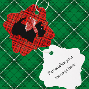 Red Plaid Black Scottie Dog Personalized Favor Tags