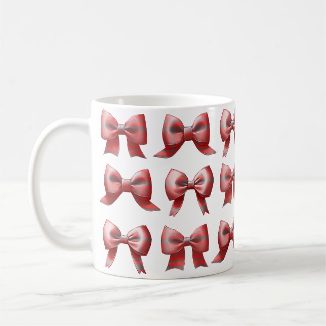 Red plaid Bow Coffee/Tea Mug (Left)