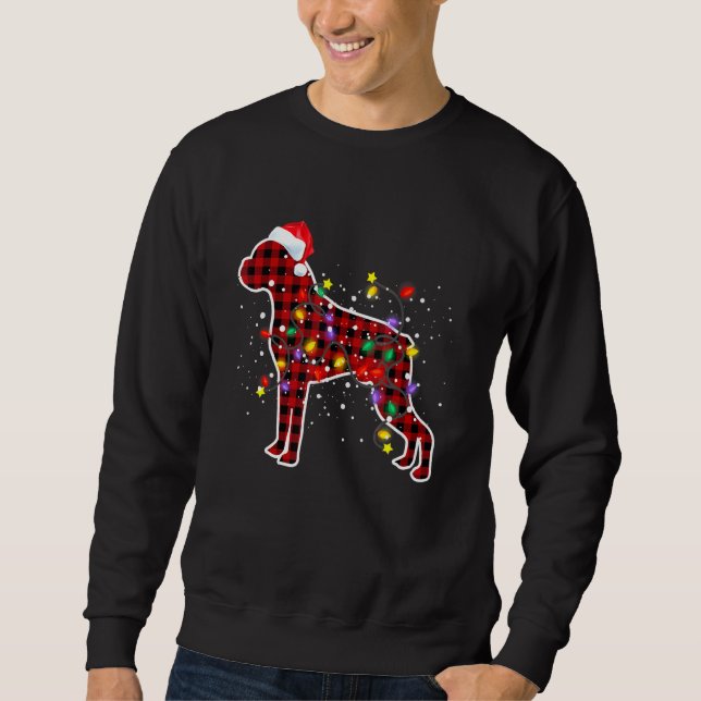 Red Plaid Boxer Dog Christmas Pajamas Family Xmas  Sweatshirt (Front)