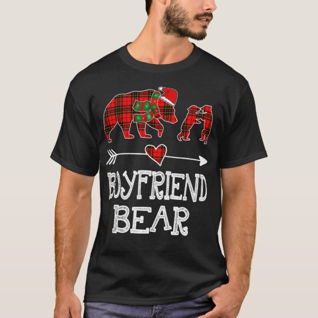 Red Plaid Boyfriend Buffalo Matching Pajama Christ T-Shirt (Front)