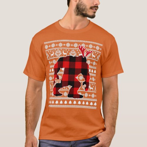 Red Plaid Buffalo Bigfoot Christmas Pajamas Xmas G T_Shirt