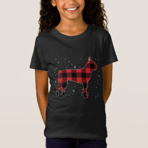 Red Plaid Buffalo Boston Terrier Christmas Pajamas T-Shirt