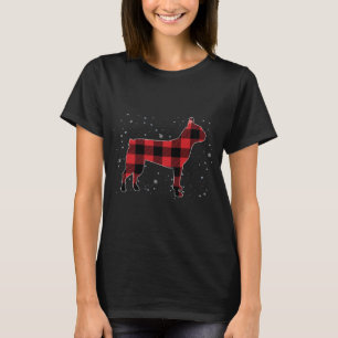 Red Plaid Buffalo Boston Terrier Christmas Pajamas T-Shirt