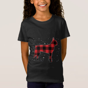 Red Plaid Buffalo Boston Terrier Christmas Pajamas T-Shirt