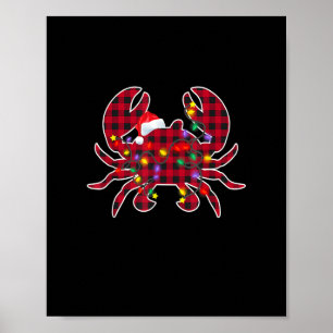 Red Plaid Buffalo Crab Christmas Pajamas Family Me Poster