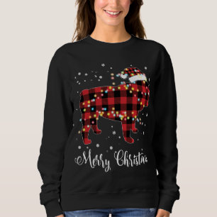 Red Plaid Buffalo English Bulldog Merry Christmas  Sweatshirt