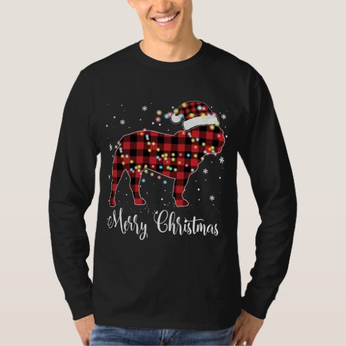 Red Plaid Buffalo French Bulldog Merry Christmas P T_Shirt