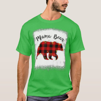Red Plaid Buffalo Mama Bear Christmas Pajamas Fami T-Shirt