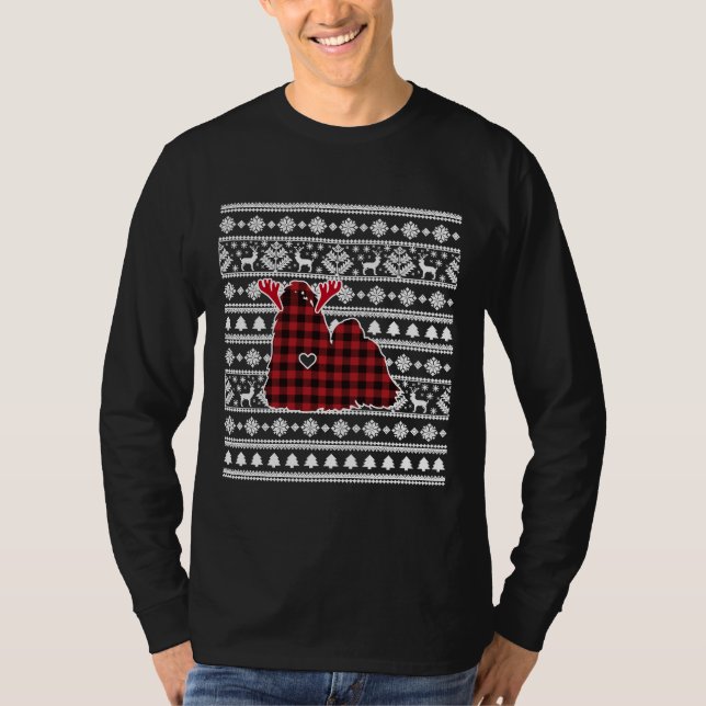 Red Plaid Buffalo Pomeranian Dog Christmas Pajamas T-Shirt (Front)