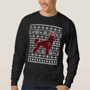 Red Plaid Buffalo Poodle Dog Christmas Pajamas Xma Sweatshirt