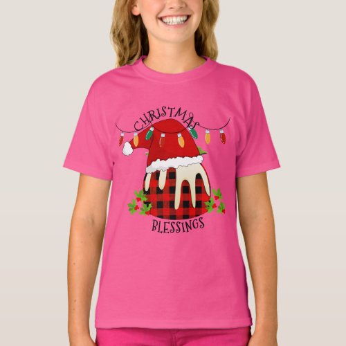 Red Plaid Buffalo Santa Christmas Pudding Unisex T_Shirt