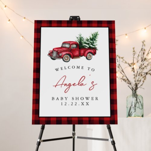 Red Plaid Bundle of Joy Baby Shower Welcome Sign