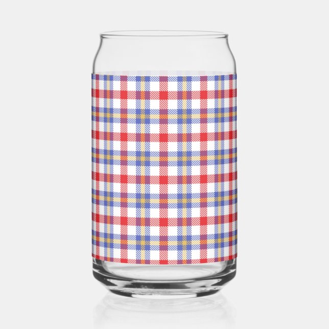 Red Plaid  Can Glass (Front)