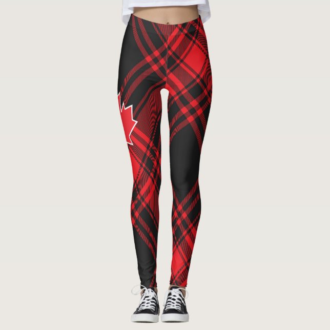 "Red Plaid Canada" Women's Leggings (Front)