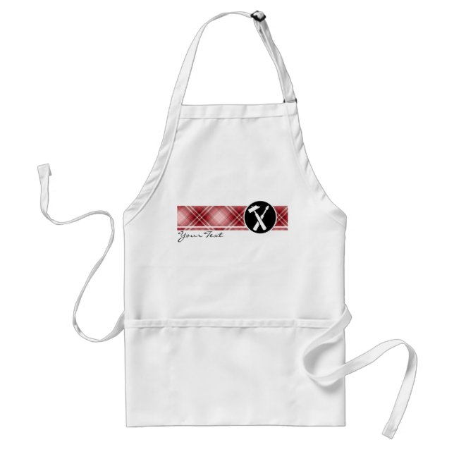 Red Plaid Carpenter Tools Adult Apron (Front)