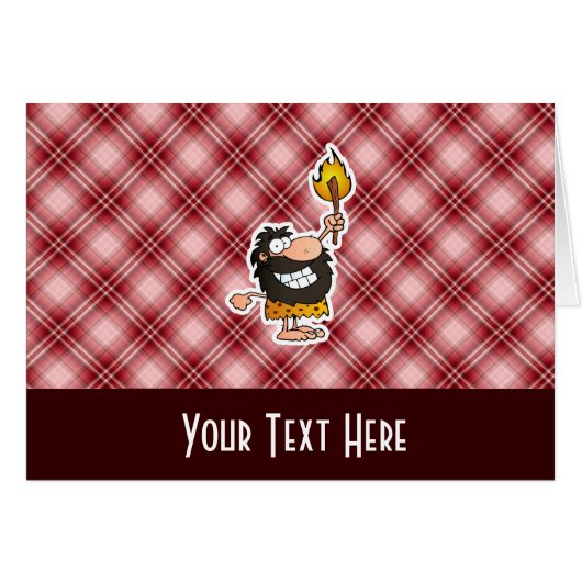 Red Plaid Cartoon Caveman Cards (Front Horizontal)
