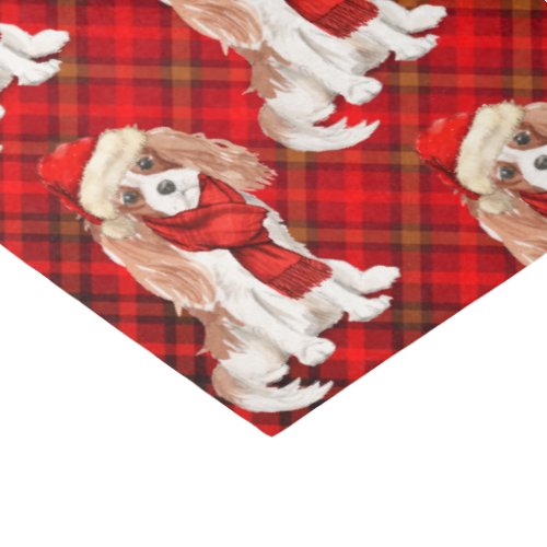 Red Plaid Cavalier King Charles Dog Christmas Tissue Paper