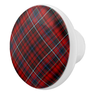 Red Plaid Ceramic Knob