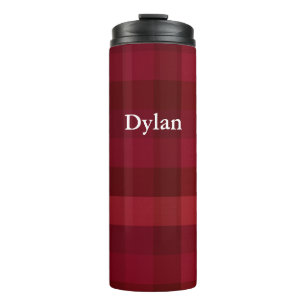 Red Plaid Check Pattern Rustic Personalized Thermal Tumbler