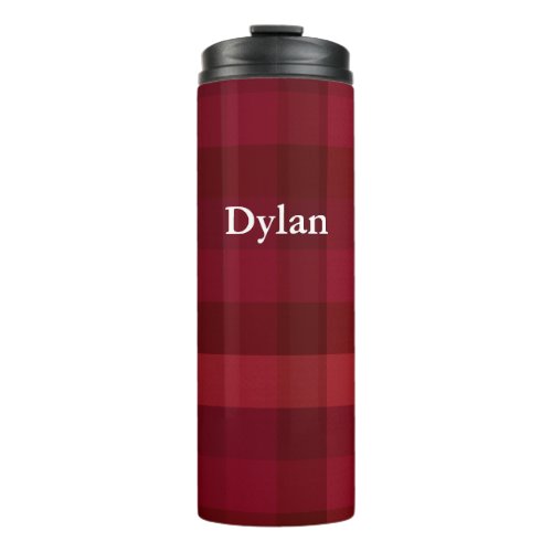 Red Plaid Check Pattern Rustic Personalized Thermal Tumbler