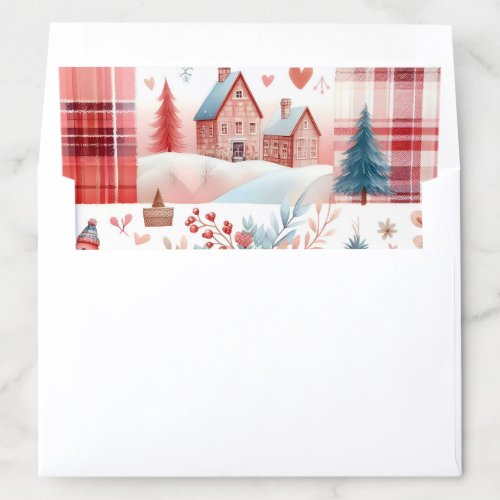 Red Plaid Checkered Pattern Christmas Tree Berry Envelope Liner