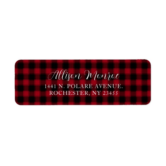 Red Plaid Checkered Pattern Label (Front)