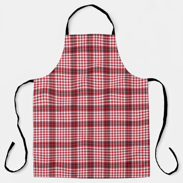 Red Plaid Checkered Tartan Texture Apron (Front)