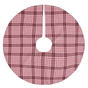 Red Plaid Checkered Tartan Texture Brushed Polyester Tree Skirt