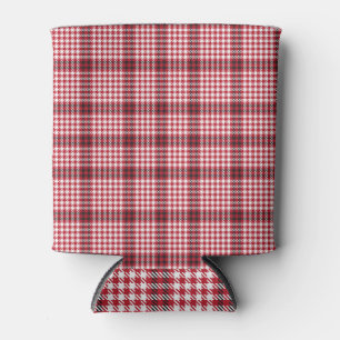 Red Plaid Checkered Tartan Texture Can Cooler