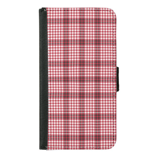 Red Plaid Checkered Tartan Texture Samsung Galaxy Wallet Case (Front)