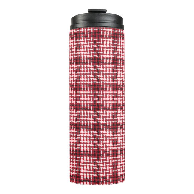 Red Plaid Checkered Tartan Texture Thermal Tumbler (Front)