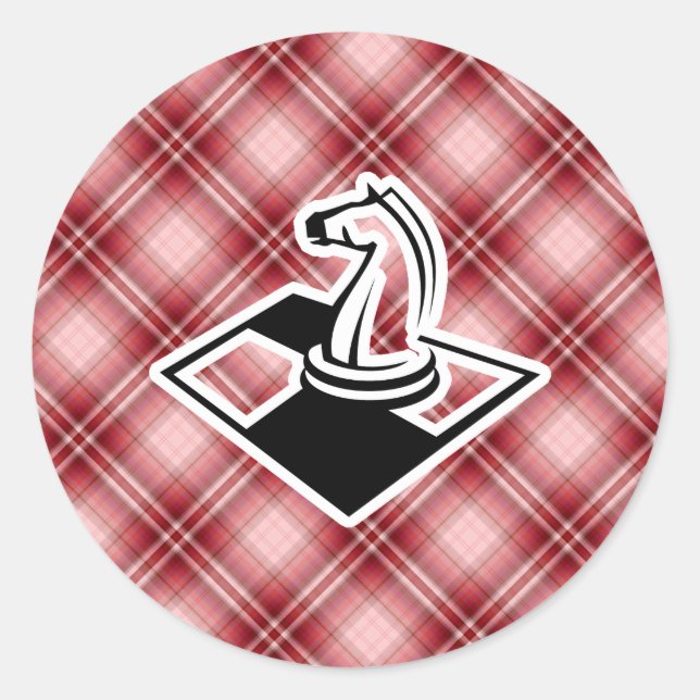 Red Plaid Chess Classic Round Sticker (Front)