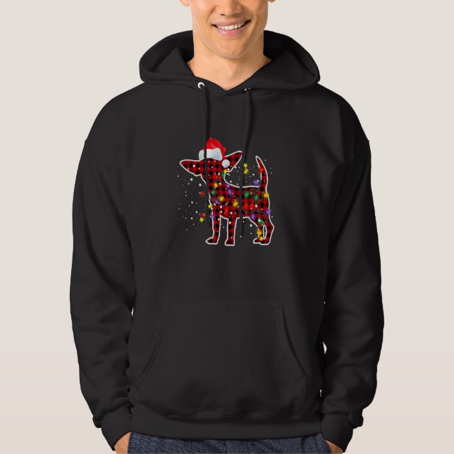 Red Plaid Chihuahua Dog Christmas Pajamas Family X Hoodie (Front)