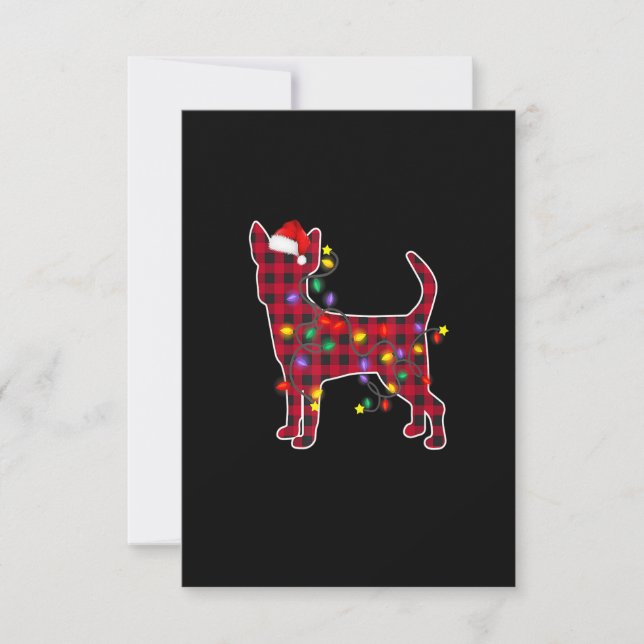 Red Plaid Chihuahua Dog Christmas Pajamas Family X Thank You Card (Front)