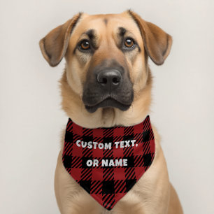 Red Plaid Christmas Bandana - Personalized Pet Collar