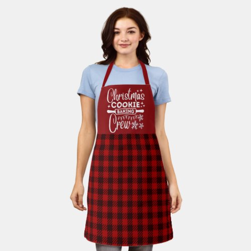 Red Plaid Christmas Cookie Baking Crew Apron