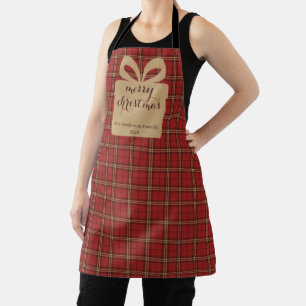 Red Plaid Christmas Festive Pattern - Apron
