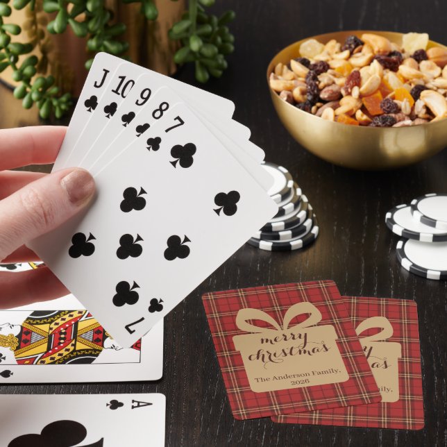 Red Plaid Christmas Festive Pattern -  Poker Cards (In Situ)