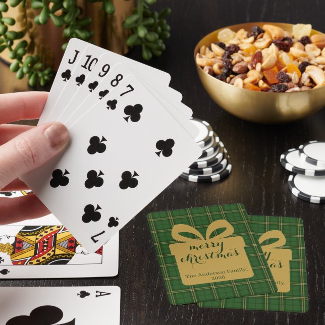 Red Plaid Christmas Festive Pattern -  Poker Cards (In Situ)