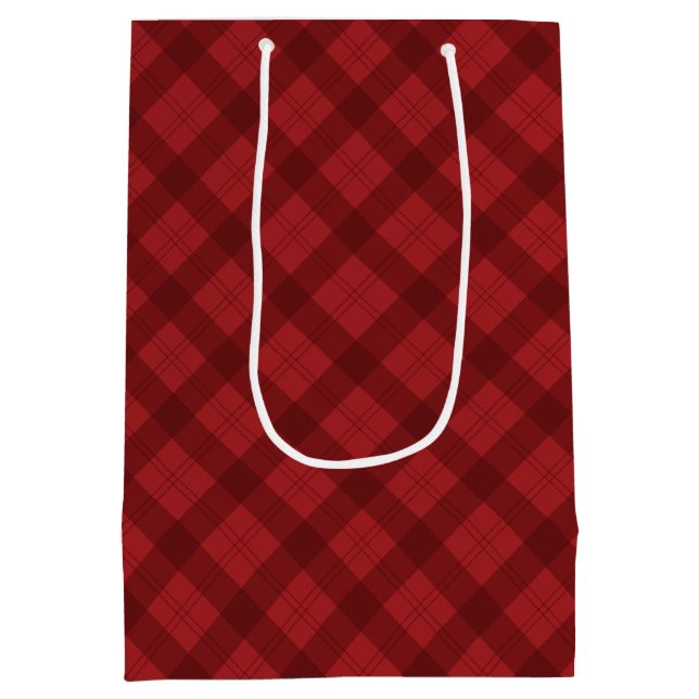 Red Plaid Christmas Gift Medium Gift Bag (Back)