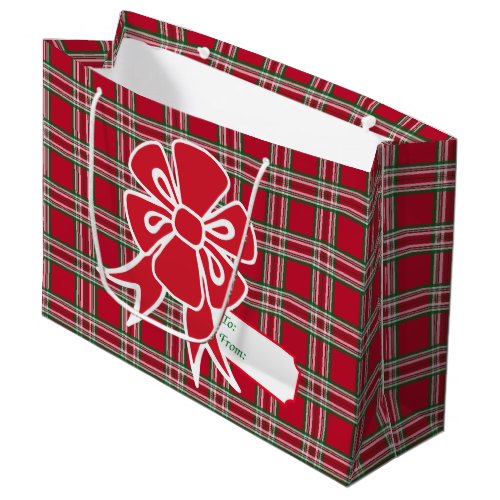 Red Plaid Christmas Gift Tag Bag