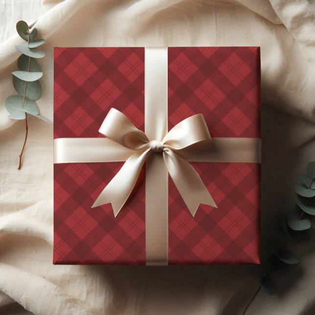 Red Plaid Christmas Gift Wrapping Paper Sheets (Rustic red plaid Christmas holiday gift wrap wrapping paper.)