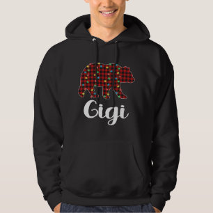 Red Plaid Christmas Lights Gigi Bear Xmas Pajama Hoodie