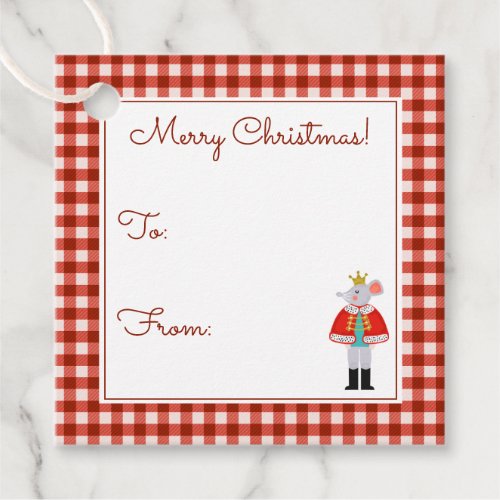 Red Plaid Christmas Nutcracker Mouse King ToFrom Favor Tags