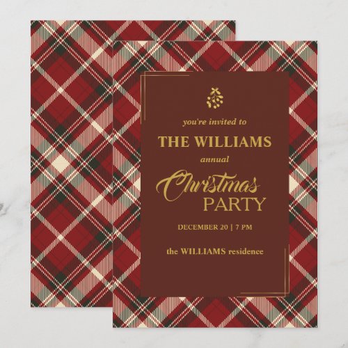 Red Plaid Christmas Party Invitation