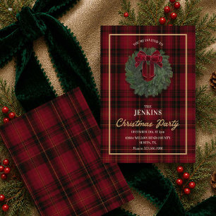 Red Plaid Christmas Party Invitation