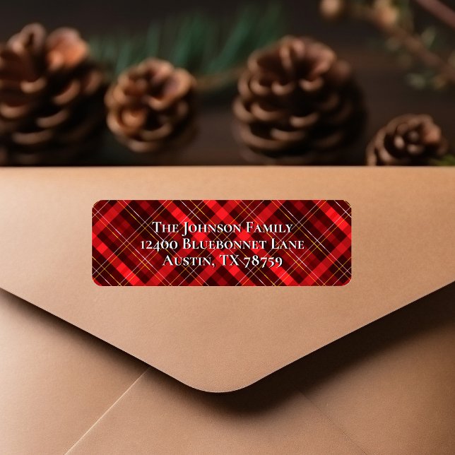 Red Plaid Christmas Tartan Return Address Label (Creator Uploaded)