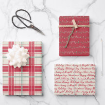 Red Plaid Christmas Wrapping Paper Set